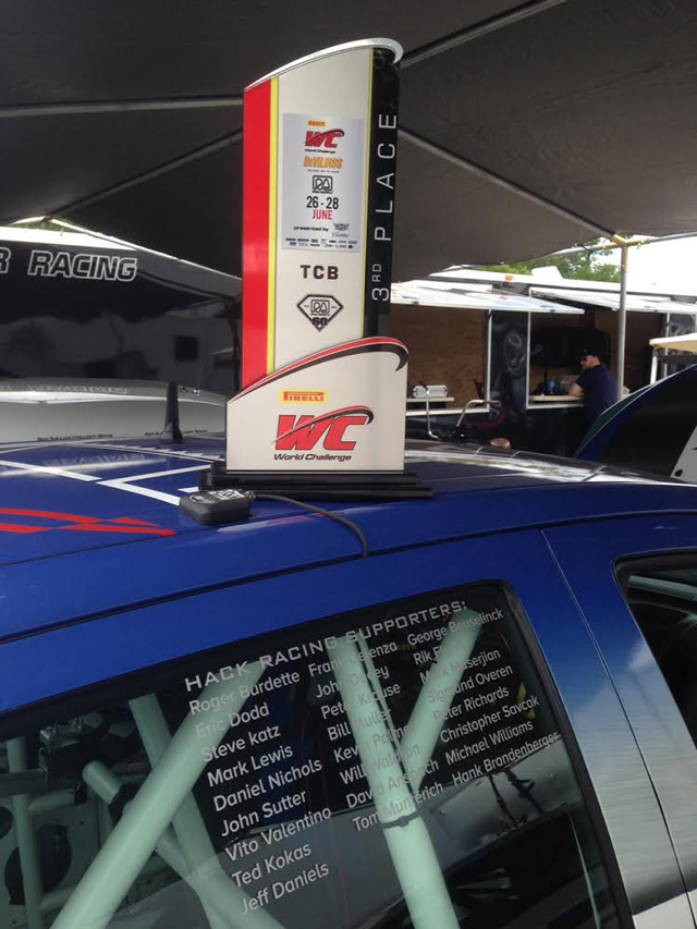 3rd place trophy and a list of supporters